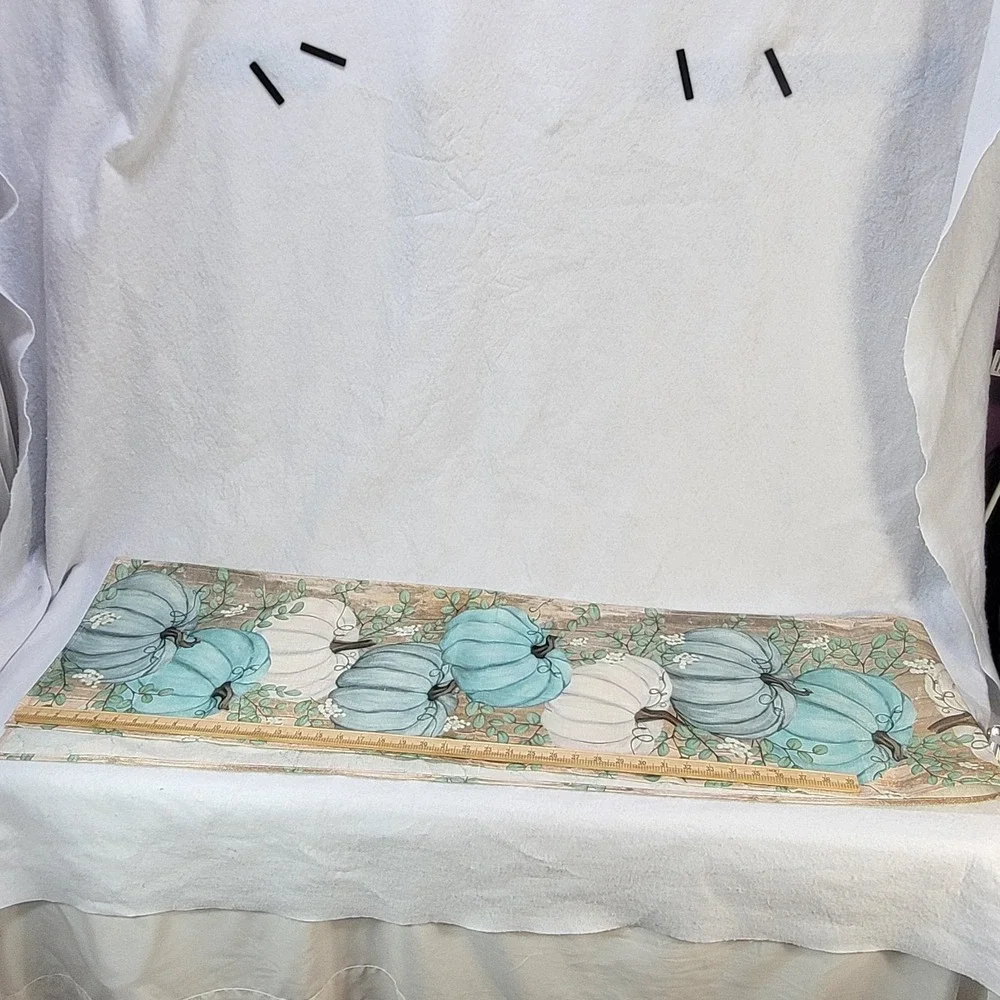 Pumpkin Kitchen Placemats Towel Set Table Runner Blue White Farmhouse Fall Decor